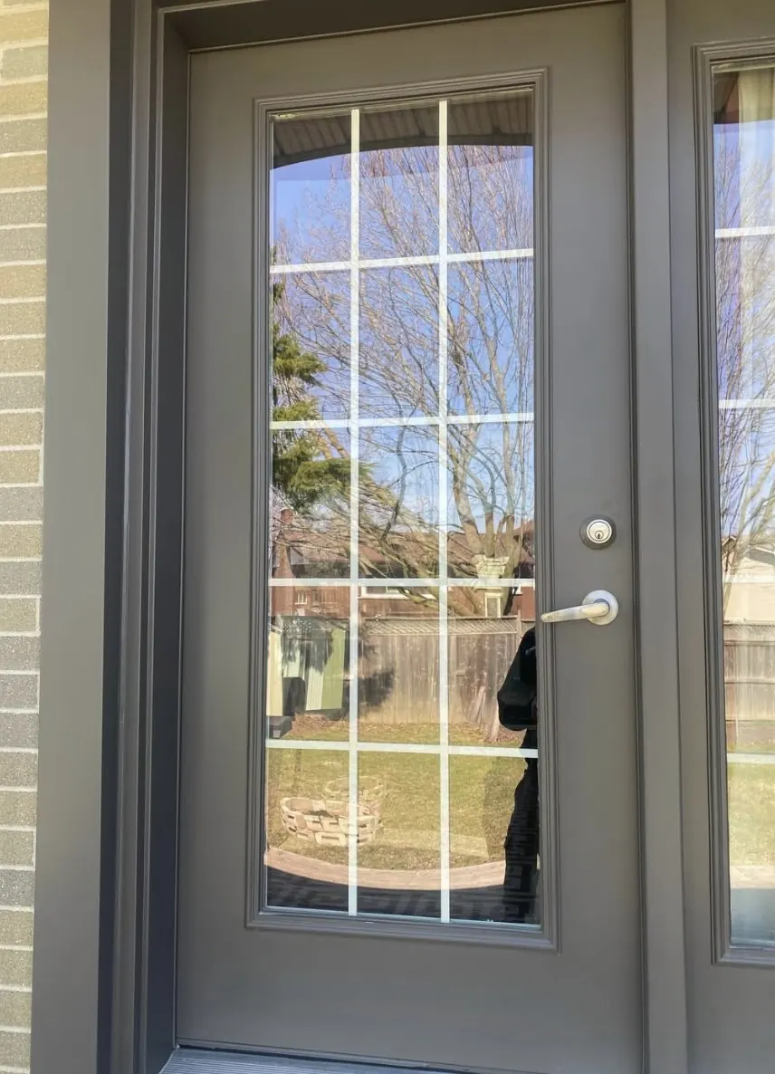 Streak-free residential entry door window cleaning result in Guelph Ontario